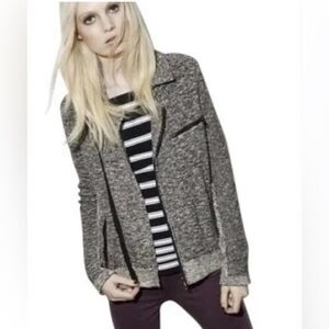 RAG & BONE Hart Tweed Jacket zipper Moto GRAY Biker medium